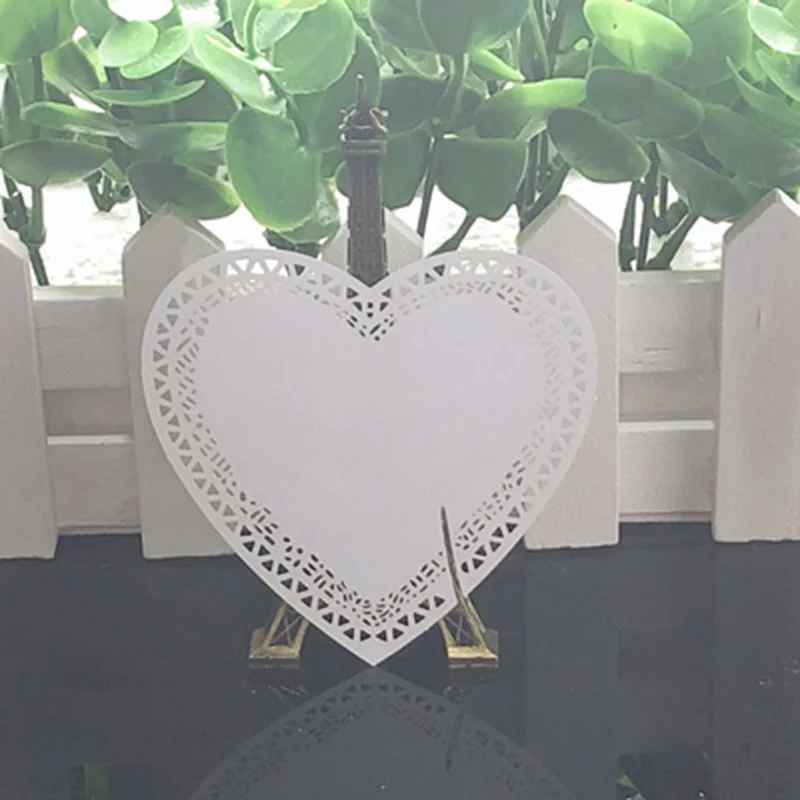 

50pcs Heart Laser Cut Wine Glass Paper Card DIY Paper Table Mark Name Place Cards Baby Shower Wedding Decor Party Supplies