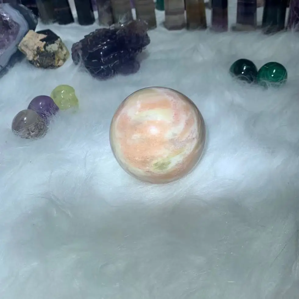 

Natural Pink Zebra Ball Quartz Crystal Globe Ball Rock Mineral Gift Reiki Healing