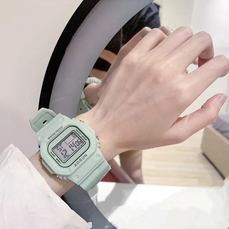 Женские прозрачные часы с цветком в подарочной коробке цветные светодиодные