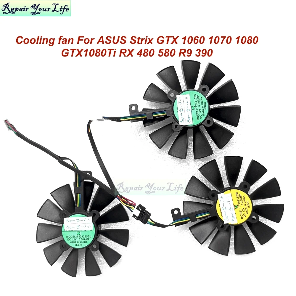 

Genuine 87mm radiator cooling fans T129215SU For ASUS Strix GTX 1060 1070 1080 GTX1080Ti RX 480 580 R9 390 graphics card fan New