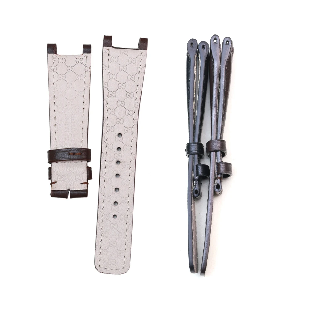 SAUPPO Plain Grain Calfskin Leather Watch Band Women Men Accessories suitabl for Gucci Interlocking 1332 1333 1335 | Наручные часы