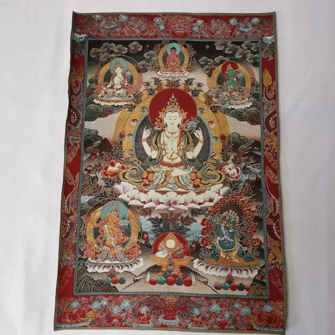 

36 "тибетская ткань, шелк, 4 руки, Гуаньинь, Гуаньинь, мандаринка