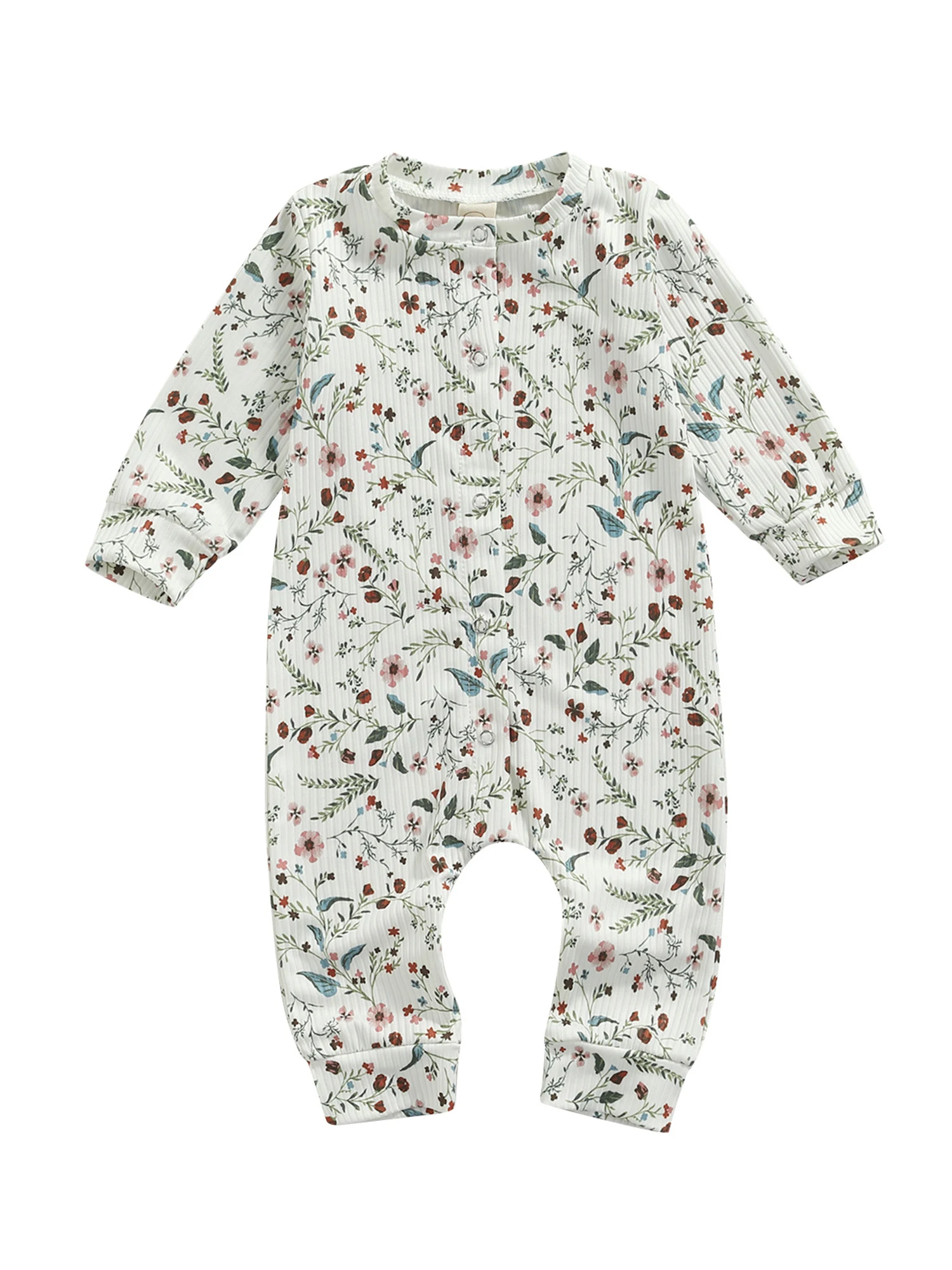 

Боди с цветочным принтом для девочек, Длинные хлопковые брюки на пуговицах с длинным рукавом и круглым вырезом для дочери, одежда для малыше...