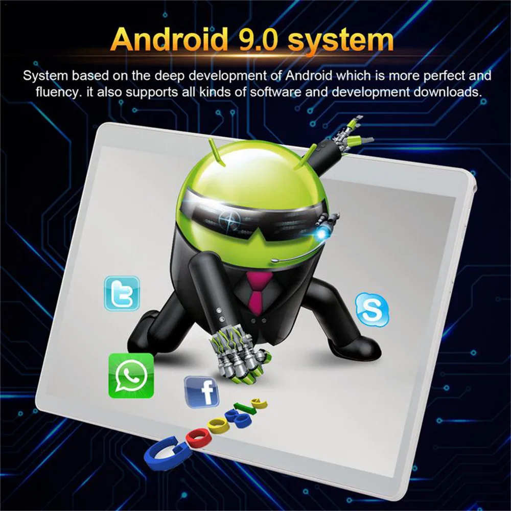 Планшет на Android 9 0 2 Sim-карты 64 Гб ПЗУ 10 дюймов 4G LTE разрешение 1920*1200 HD две камеры