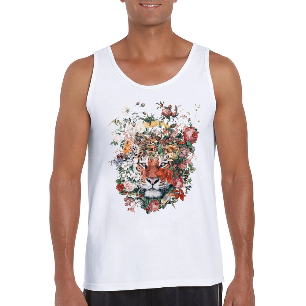 Лидер продаж классные мужские майки с цветочным принтом тигра хипстерская