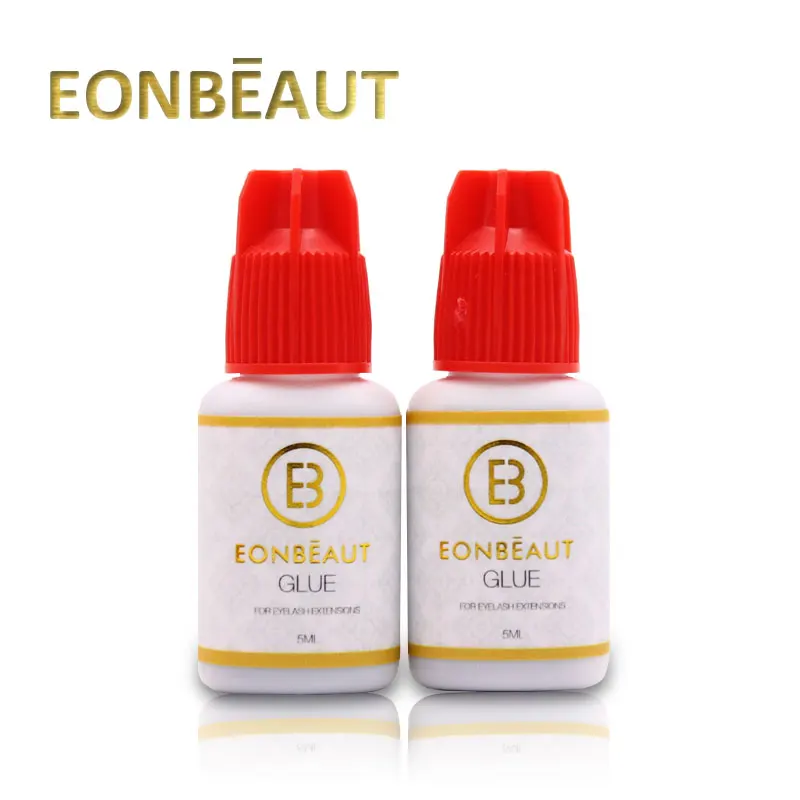 2 Bottles EONBEAUT Eyelash Glue 1 Sec Fast Drying Lasts 6-7 Weeks 5ml Eyelashes Extension Glue Lash Glue Black Beauty Salon