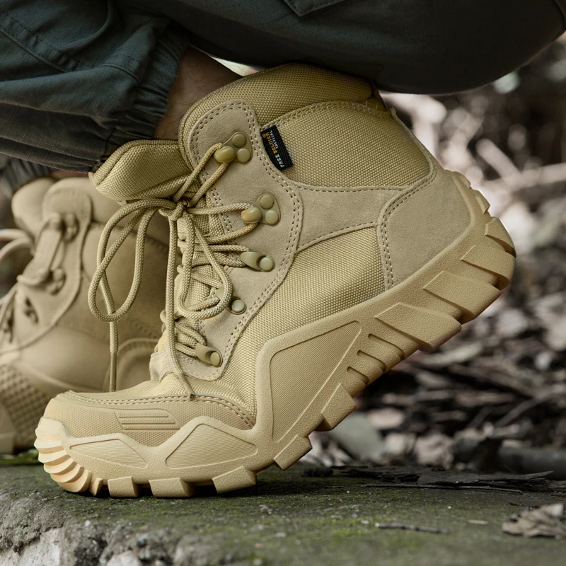 FREE SOLDIER Outdoor waterproof hiking shoes men's hiking tactical boots non-slip Zhongbang autumn and winter wear