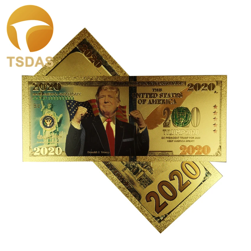 10 шт./лот Красивые американские Трамп банкноты президент 2020 в 24K позолоченные