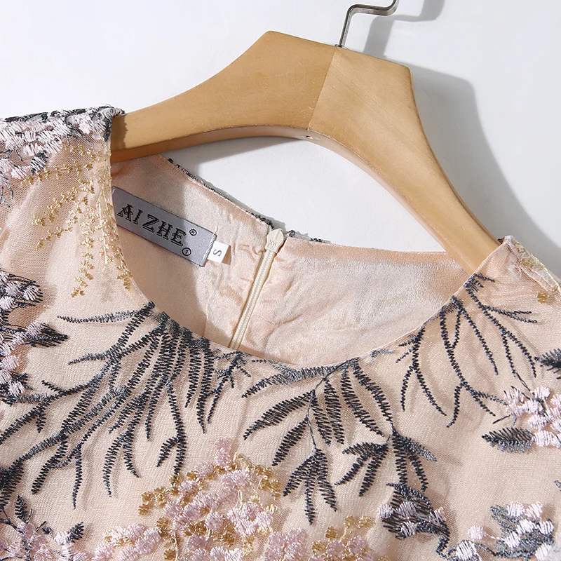 

COIGARSAM Half Sleeve Women dress New Summer Lace Embroidery Dresses 6245