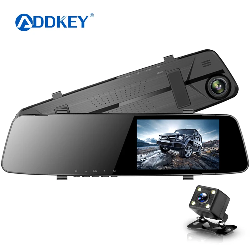 ADDKEY, 4,3 дюймов, Автомобильный видеорегистратор, камера Full HD 1080 P, автоматическая камера, зеркало заднего вида с dvr и камерой, Автомобильный видеорегистратор, видеорегистратор