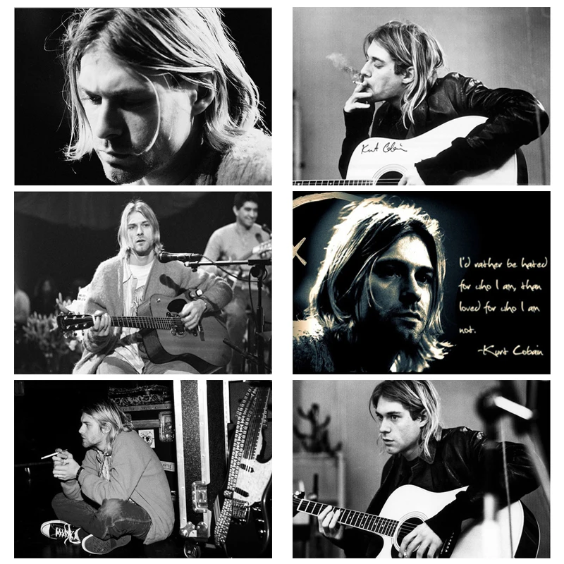 

Rock Band Canvas Paintings and Posters for Family Living Room Decor Kurt Cobain Rock Singer Star Wall Art Pictures