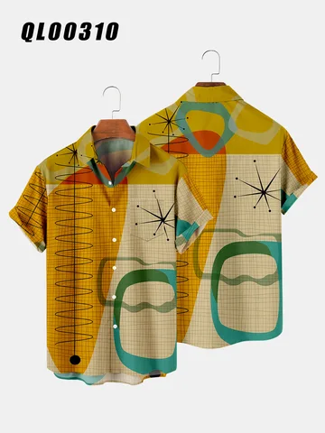 Футболка для мужчин и женщин, гавайская пляжная рубашка на одной пуговице с креативным дизайном, яркий топ с принтом, футболка для мужчин и женщин, лето 2021