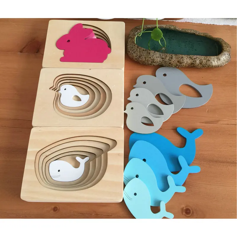 

Kids Wooden Toys For Children Animal Cartoon 3D Puzzles Multilayer Jigsaw Puzzle Baby Toy Early Educational Montessori Aids Gift