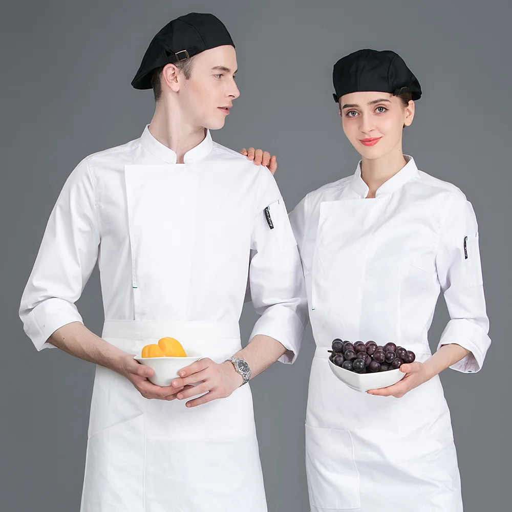 Отель отель высокого качества кухня поварская рубашка 4 цвета униформа для ресторана унисекс Кейтеринг шеф-повара Спецодежда Мужская плита куртки женщины