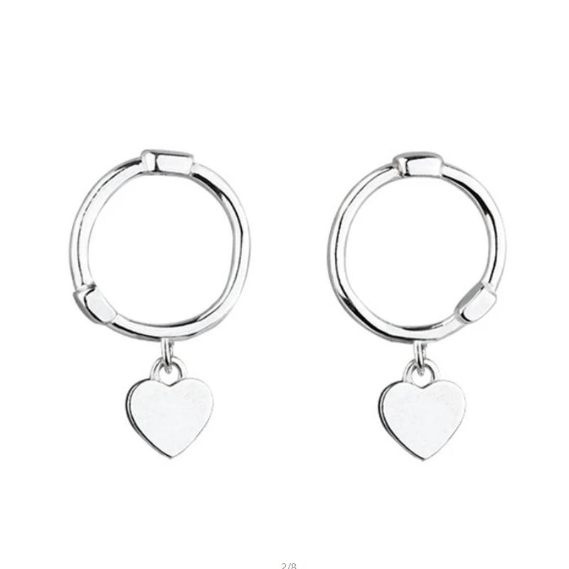 Серьги-Клипсы из чистого серебра S925 пробы, серьги в форме сердца, серьги для женщин, подарок на Рождество, Новинка