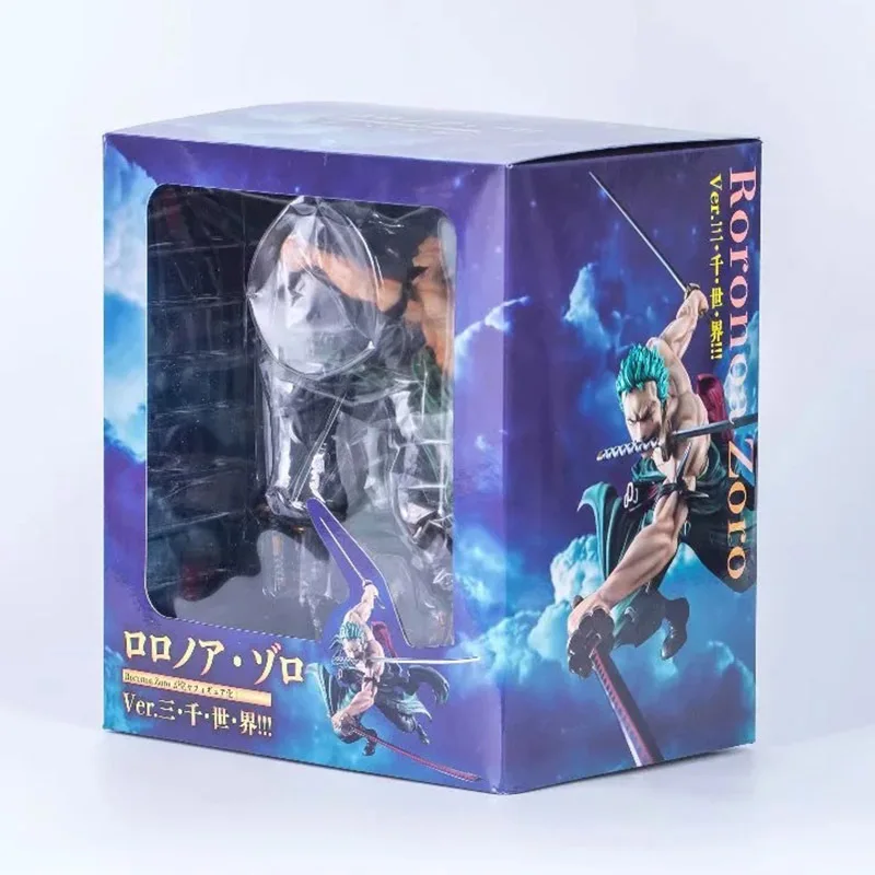 original box Одна штука 18 см Roronoa Zoro Аниме Фигурка Боевая сцена спецэффекты Roronoa Zoro ПВХ фигурка Коллекция Модель игрушки - Цвет: original box