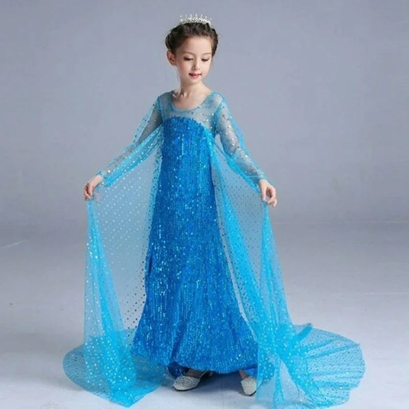 Новое платье для девочек Одежда 2 зимние вечерние платья принцессы Анны и Эльзы