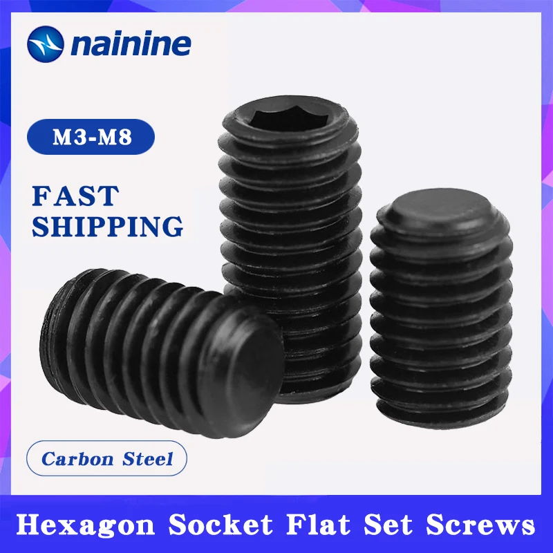 

Метрическая резьба из углеродистой стали, винты с грубой головкой, шестигранные винты с плоской точкой, черные Винты без головок B021