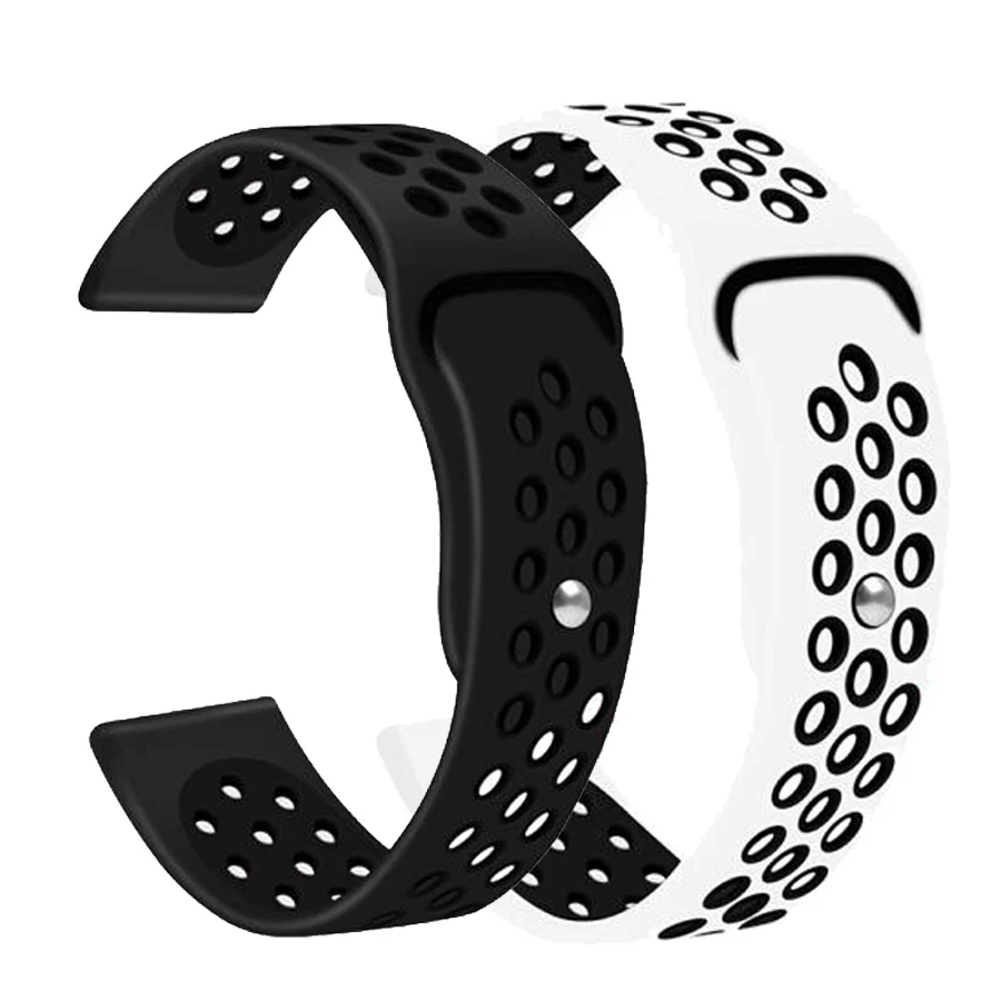 2 шт./упак. силиконовые ремешки для часов Ремешок для Huami Amazfit Bip наручный ремешок для часов для amazfit pace stratos 2s GTS GTR 42/47 мм браслет - Цвет: black-whiteblack