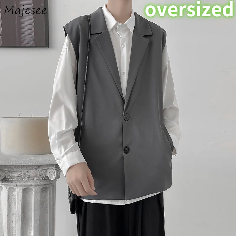 

Men Vests Single Breasted High Quality Waistcoat Male Handsome Chic Youth Sleeveless Outerwear Business Oversized S-4XL Tops New