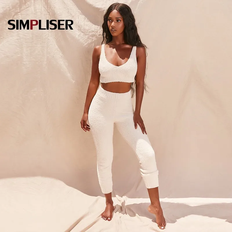 2020 Сексуальная женская трикотажная Домашняя одежда комплект из 2 предметов