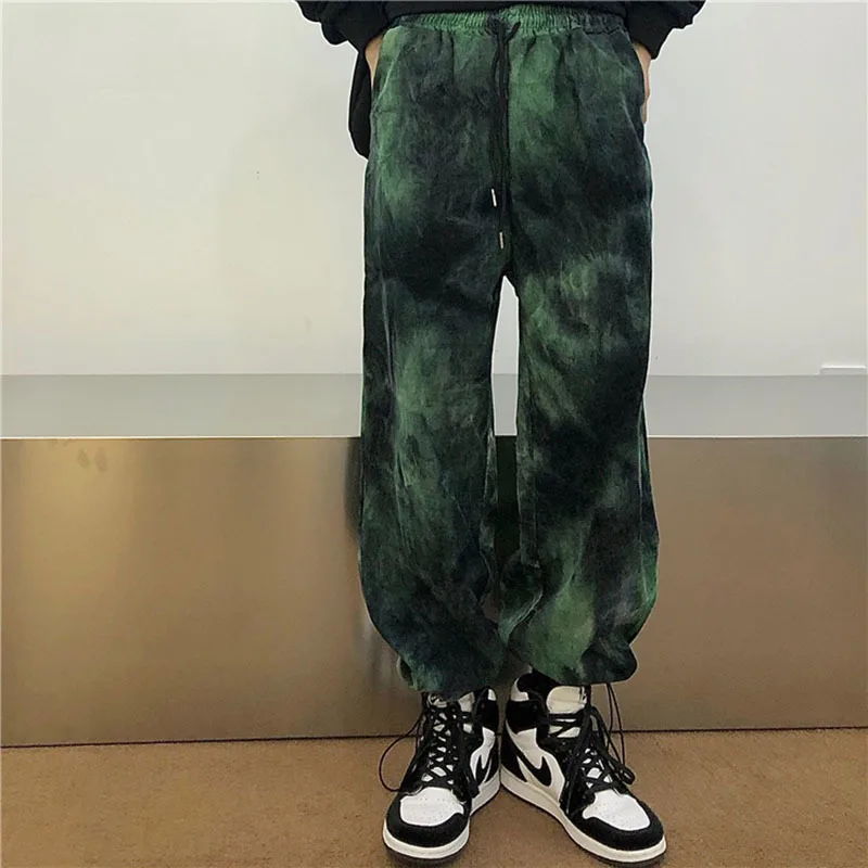 

2022 New Elastic Waistband Loose Harem Embroidery Tie Dye Contrast Jogger Pant Women Man Streetwear Korean Harajuku Punk Hip Hop