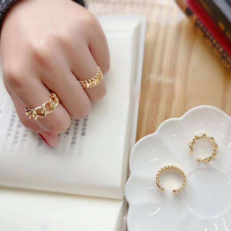 

Copper-plated 18K gold, Japan and South Korea retro open ring hip-hop punk wild cool wind ring personality jewelry