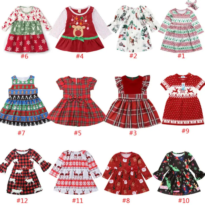 Рождественский комплект одежды с рисунком для маленьких девочек одежда длинными