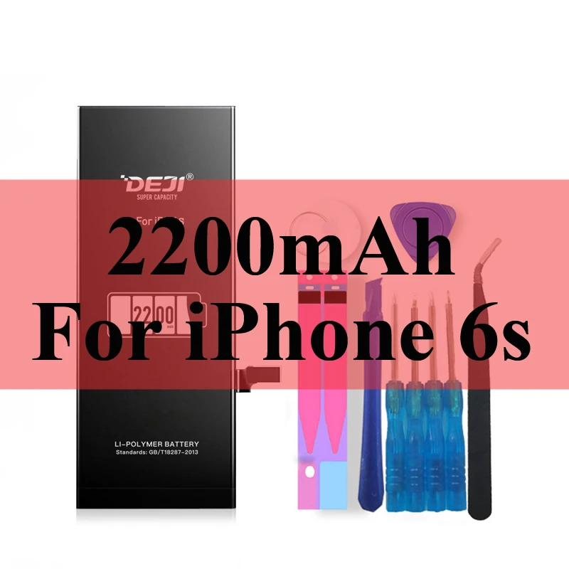 2200mAh For iPhone6s Deji Аккумулятор для Apple iPhone 5S SE 6 6s 7 4s 5 8 X SE 6Plus 6sPlus 8Plus Plus iPhone7 1430mAh-3410mAh сменный литий-полимерный батарея+бесплатный инструмент для Apple iPhone 5s SE 6 6s 7 Мобильный телефон батарея - Цвет: 2200mAh For iPhone6s