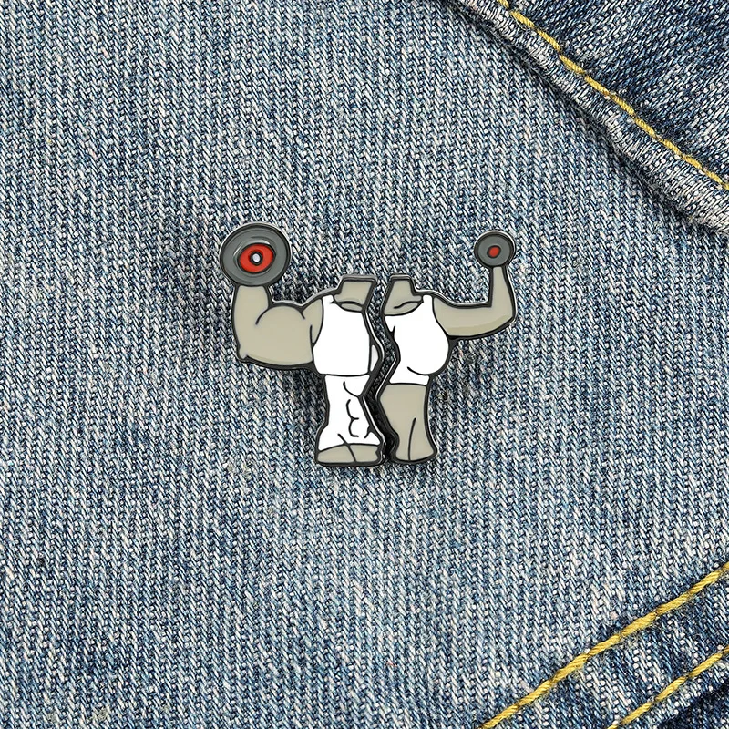 Эмаль на булавке фитнес пара гантели Ювелирная брошь сосны блестящий значок