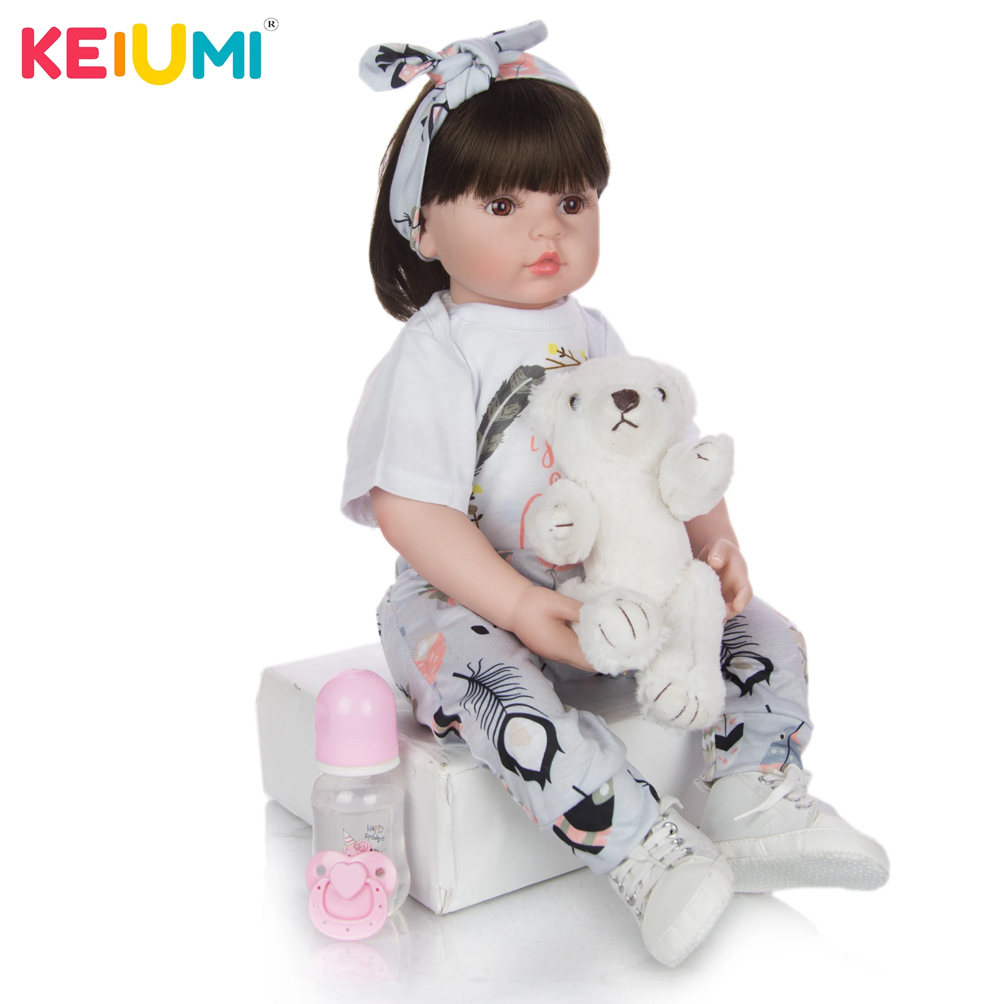 Ручная работа KEIUMI 24 дюйма реборн Детские куклы ткань тело принцесса кукла Bebe