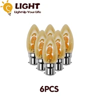 6pcslot led filament bulb c35 4w b22 2700k retro edison bulb bombillas 220v 240v vintage lamp indoor home decoration light