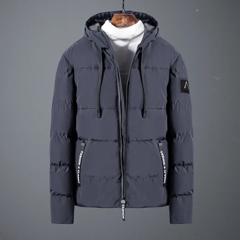 Winter Man Cotton-padded Clothes Loose Coat Self-cultivation Leisure Time Solid Color Even Cotton Cap Youth Men's Cotton-padded