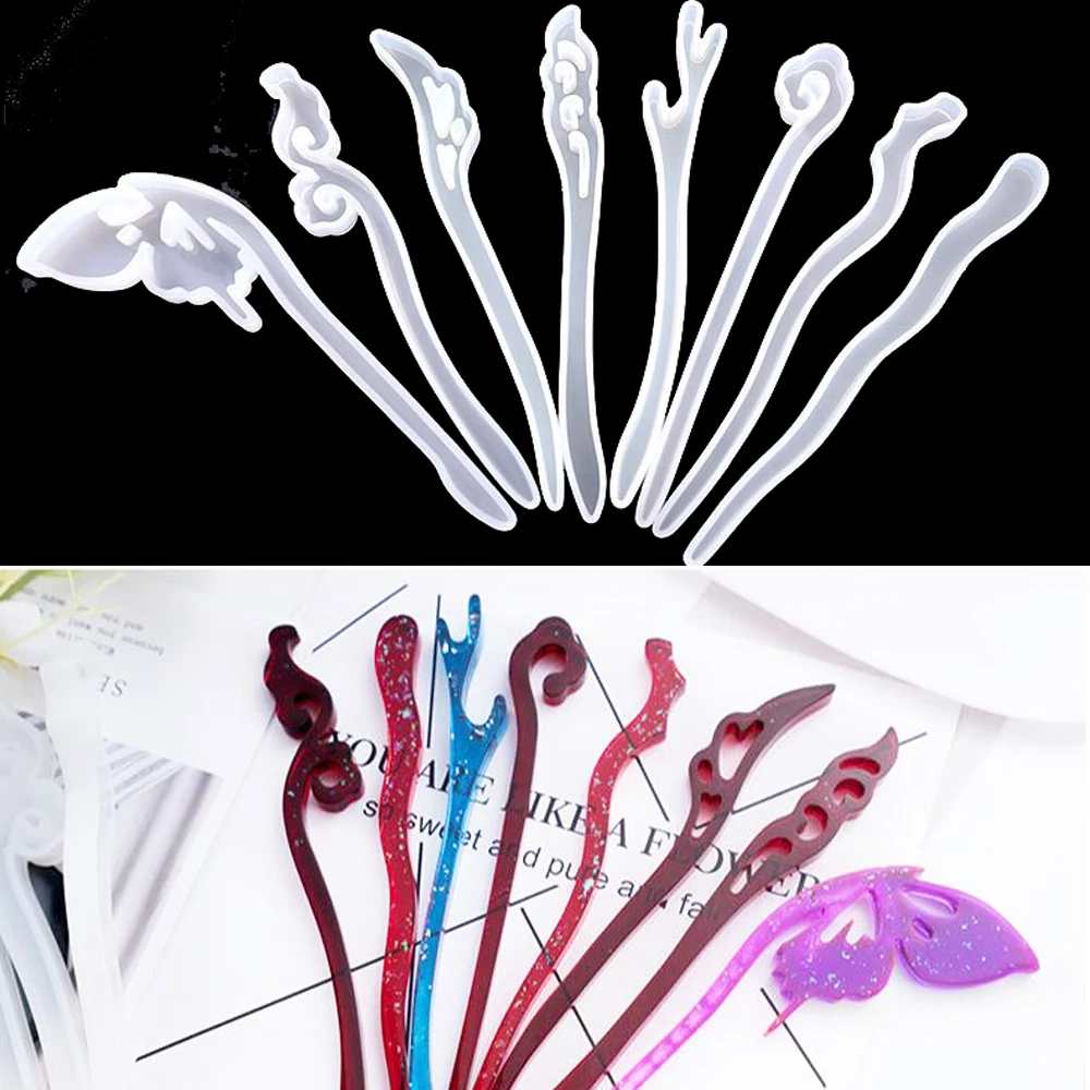 Hairpin DIY Silicone Mold finding Making Hair Stick silicone Mould Jewelry Pendant UV Epoxy Resin Craft art