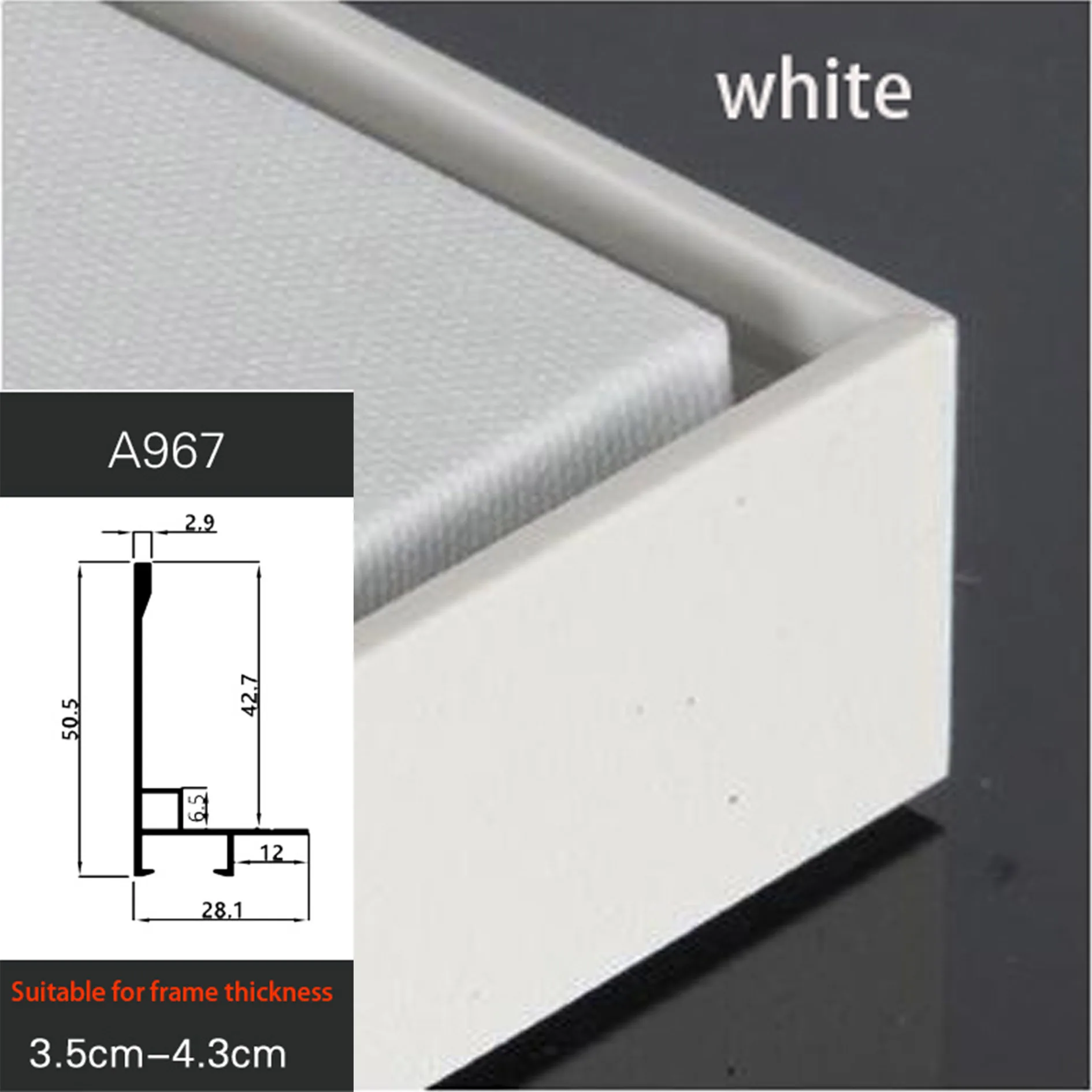 A967 white color Рамка для картин, большой размер, сделай сам, холст из алюминиевого сплава, картина, рамка для картин маслом, рама ramka na zdjecie porta retrato - Цвет: A967 white color