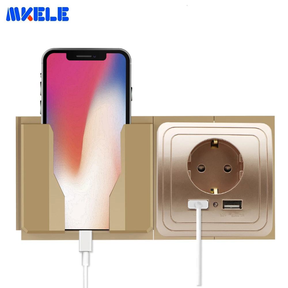 Настенный держатель для сотового телефона подставка розетки Подставка зарядки