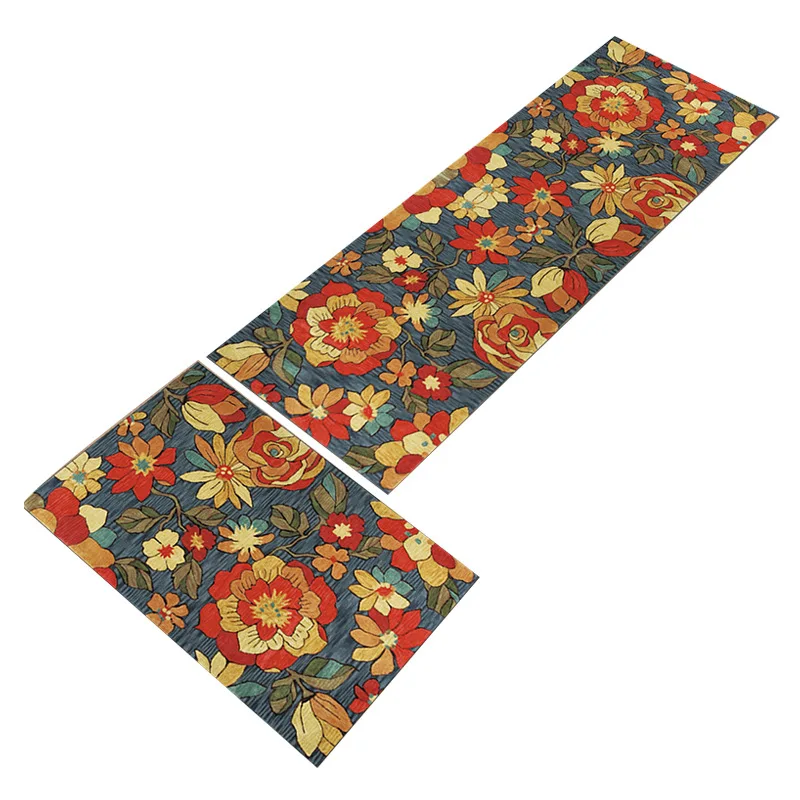 

Flower Anti-slip Kitchen Mat Modern Bath Carpet Entrance Doormat Tapete Absorbent Rugs for Bedroom Prayer Pad 60X180CM