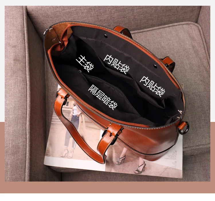Сумка из натуральной кожи, женская сумка, Bolsos Mujer, роскошные сумки, женские сумки, дизайнерские винтажные Ретро большие вместительные повседневные сумки C817