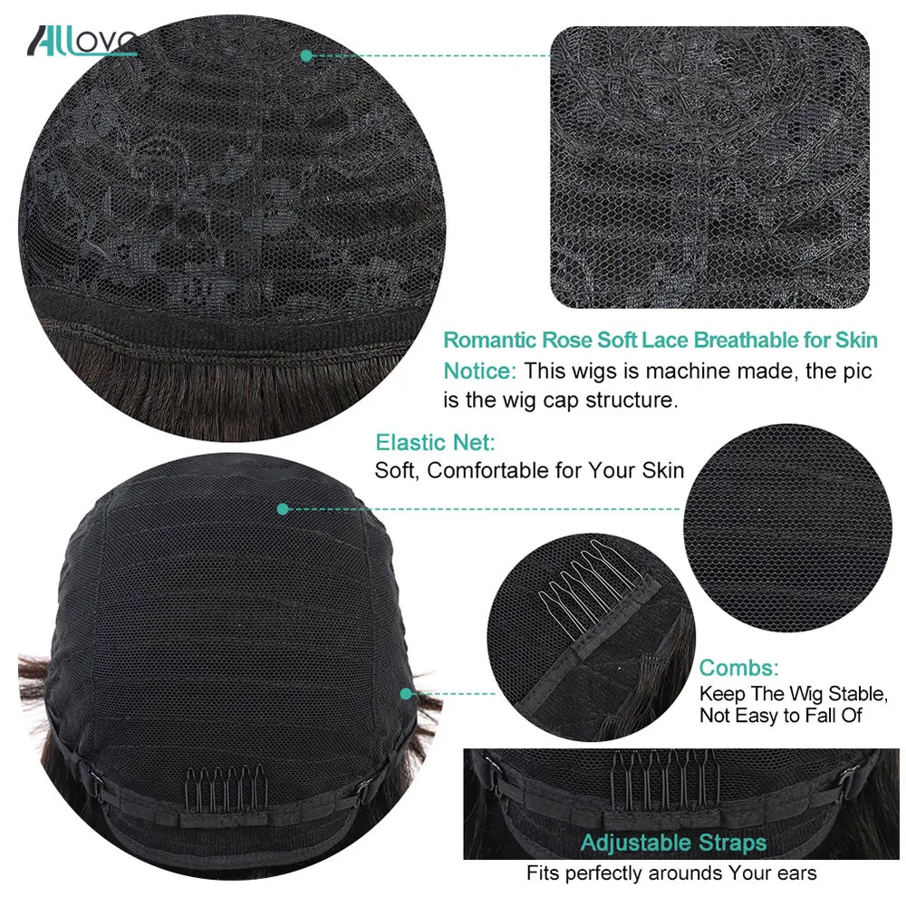 

Allove Human Hair Wigs With Bangs Pineapple Wave Wig Short Bob Wig Brazilian Hair Wigs For Women Full Machine Made Curly Wig