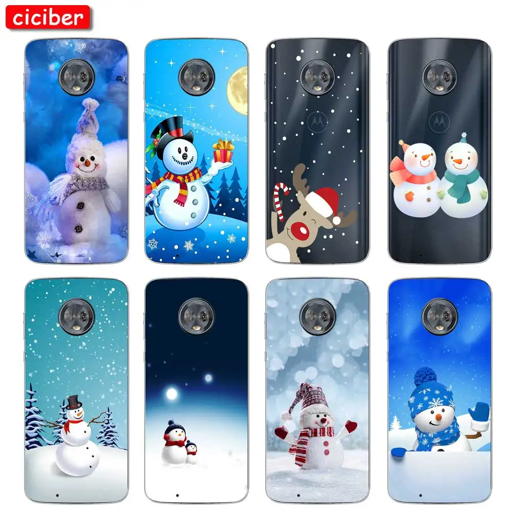 Снеговик Рождественский чехол для телефона Motorola Moto E6 C Z2 Z3 ONE P30 G4 G5 G6 G7 E3 E4 E5 Plus Play