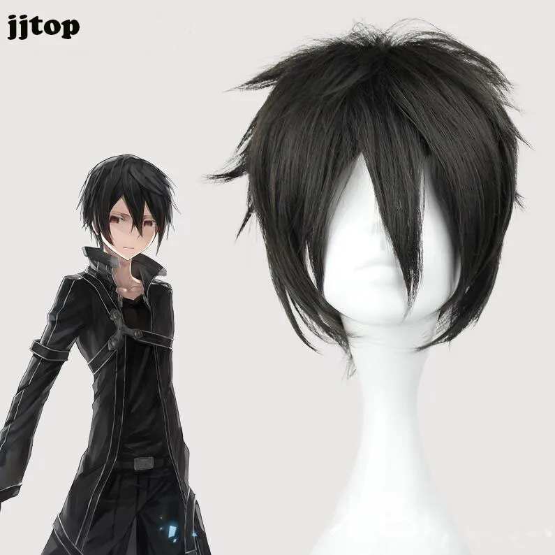Меч Арт онлайн косплей парик Kazuto или Kirito Косплей парики 30 см короткий черный
