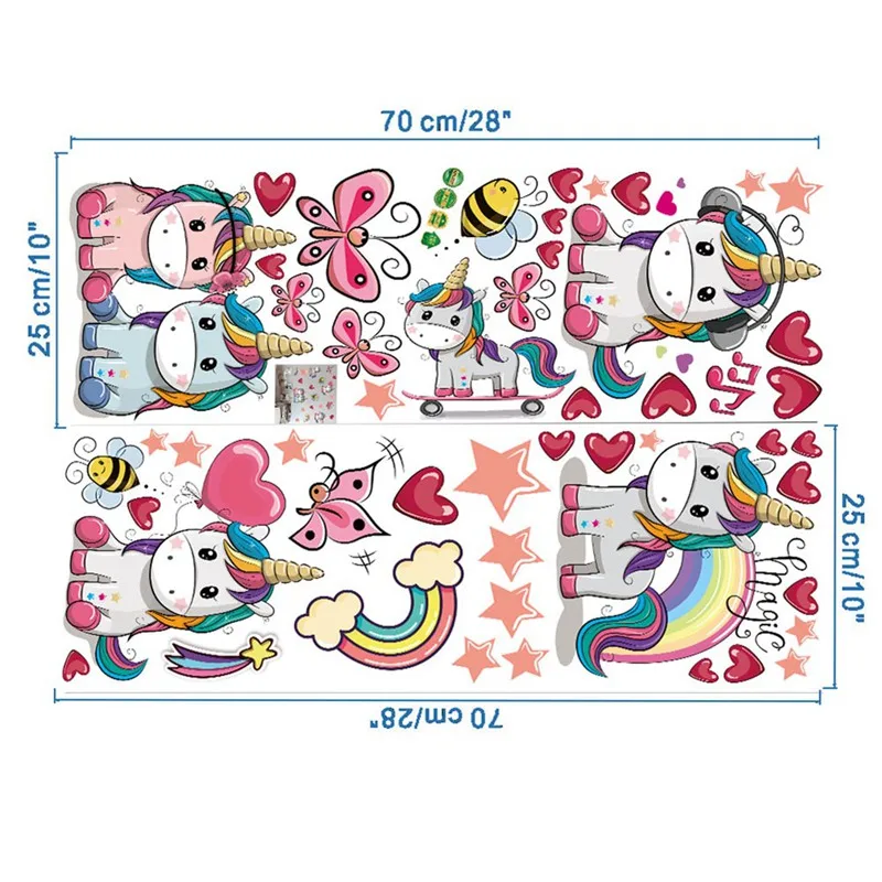 Наклейки на стену с единорогом для детской комнаты красочные наклейки животными