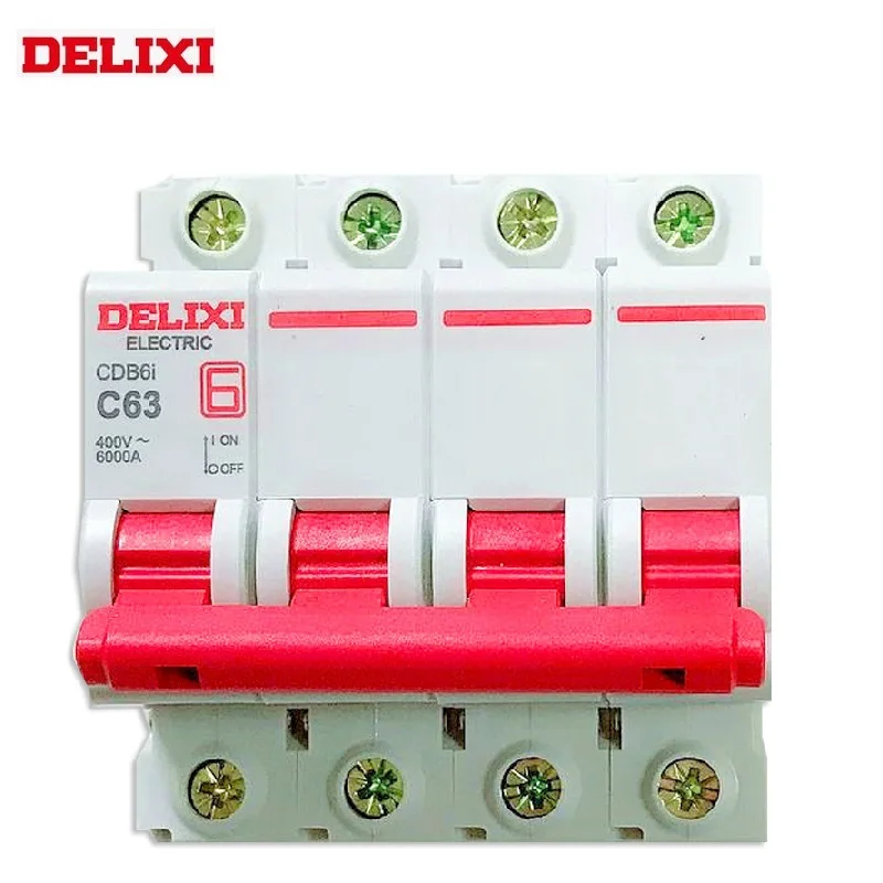 Миниатюрный автоматический выключатель DELIXI MCB CDB6i 6KA 4P type C 230 В/400 В 1A 2A 3A 4A 6A 10A 16A 20A 25A 32A 40A 50A 63A