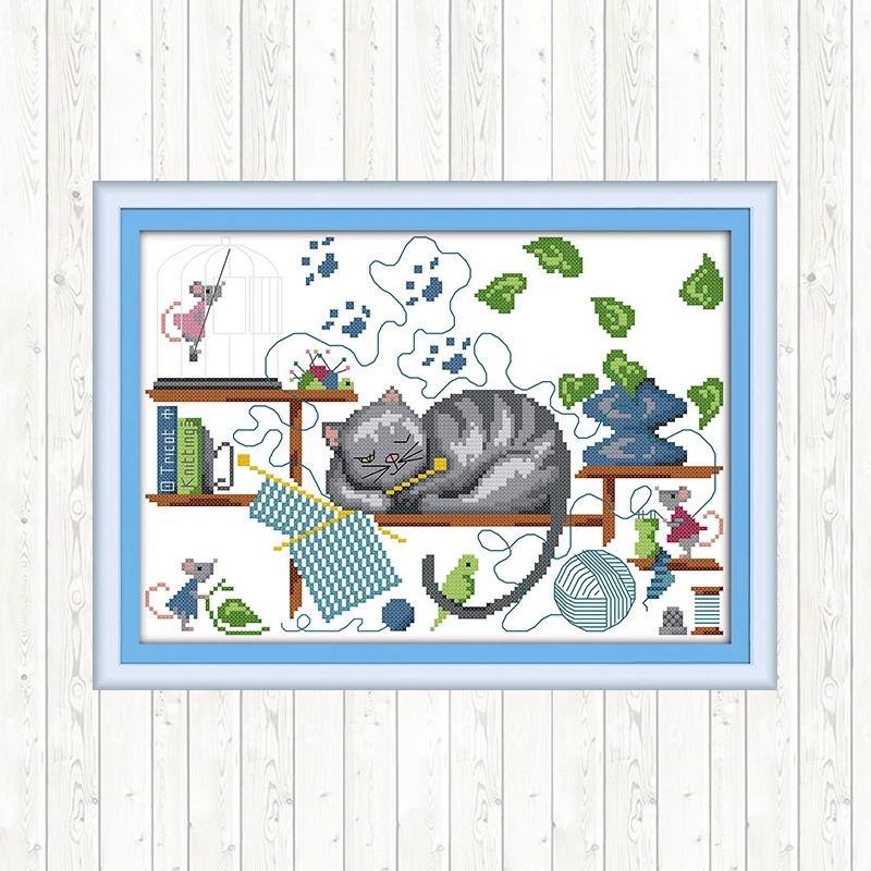 Набор для вышивки крестиком с изображением кота 14/11 карат | Дом и сад