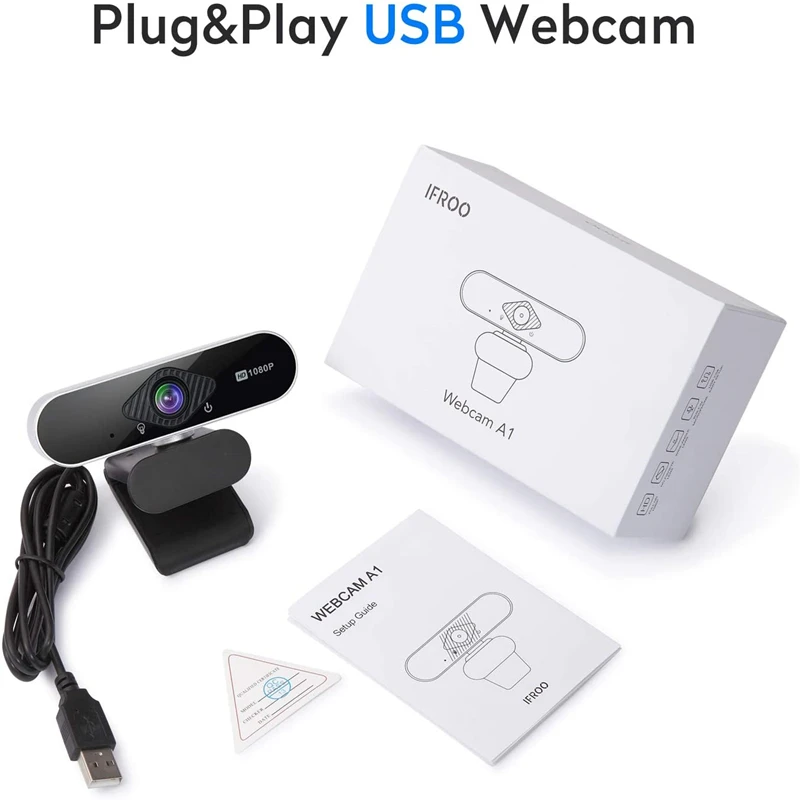 

HD1080P Webcam with Microphone USB Plug Desktop Laptop Computer Web Camera for Online Calling Conference Facetime YouTube