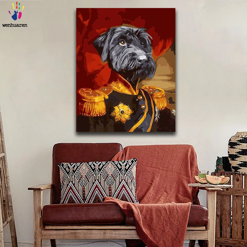 Diy краски по номерам картины живопись с комплектами собака породы Шнауцер