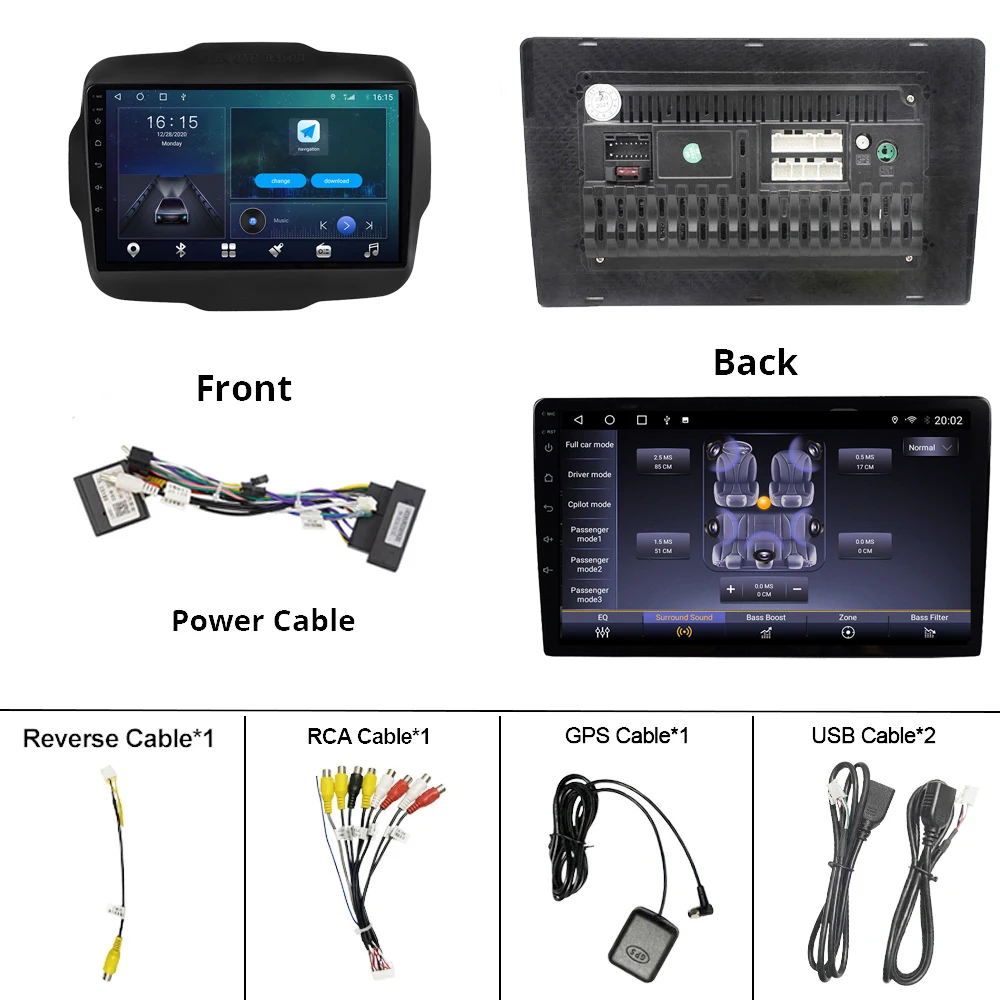 

2DIN Android 10.0 Car Radio For Jeep Renegade 2016-2018 GPS Navigation Auto Radio DSP Stereo Receiver Car Multimedia Player IGO