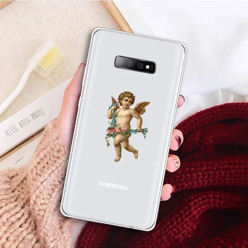 

cute art funny vintage glitter angle Phone Case Transparent for samsung A 21s 50 71 S 8 9 20 20fe note 10 20 ultra plus