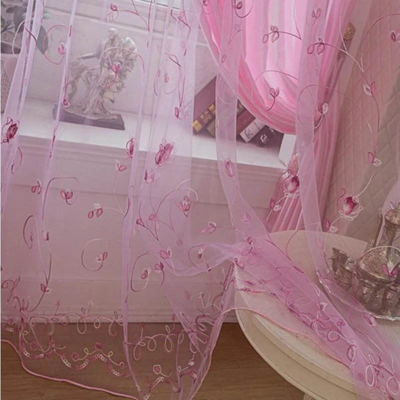 Золотая занавеска Цветочная прозрачная вуаль европейские окна Современная