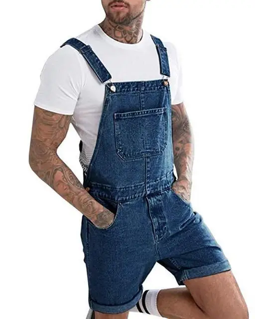 Ripped Jeans Jumpsuit Men Summer Denim 